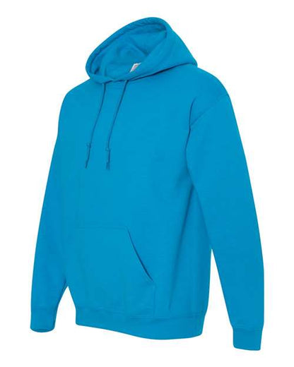 Gildan 18500 Heavy Blend pullover hoodie in Sapphire, angled front view.