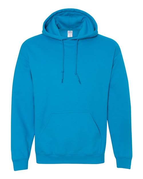 Gildan 18500 Heavy Blend pullover hoodie in Sapphire, front view.