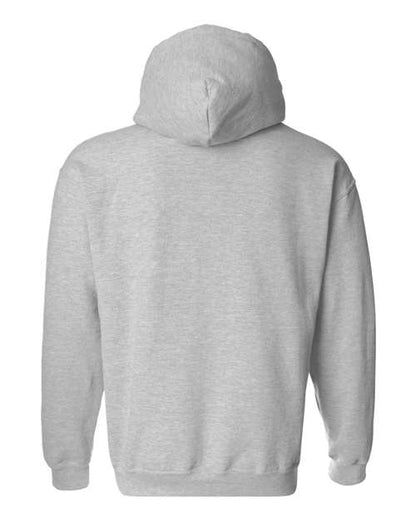 Gildan 18500 Heavy Blend pullover hoodie in Sport Grey, back view.