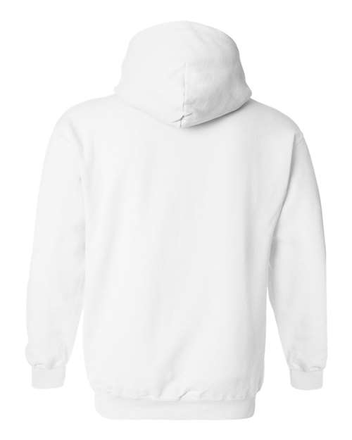 Gildan 18500 Heavy Blend pullover hoodie in White, back view.