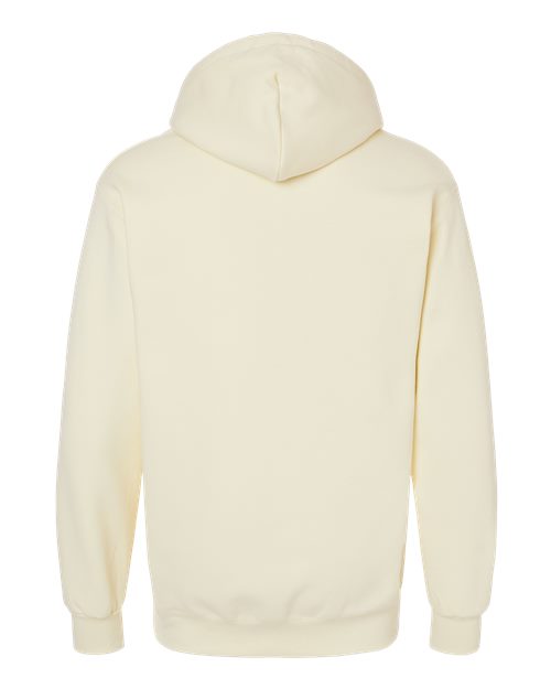 Gildan 19500 Maxweight Blend pullover hoodie in Off White, back view showing the hood, long sleeves and ribbed hem.