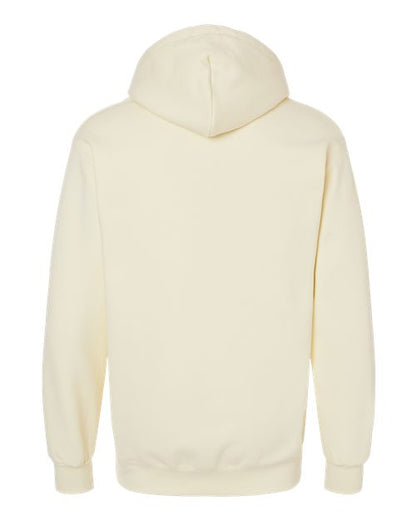 Gildan 19500 Maxweight Blend pullover hoodie in Off White, back view showing the hood, long sleeves and ribbed hem.
