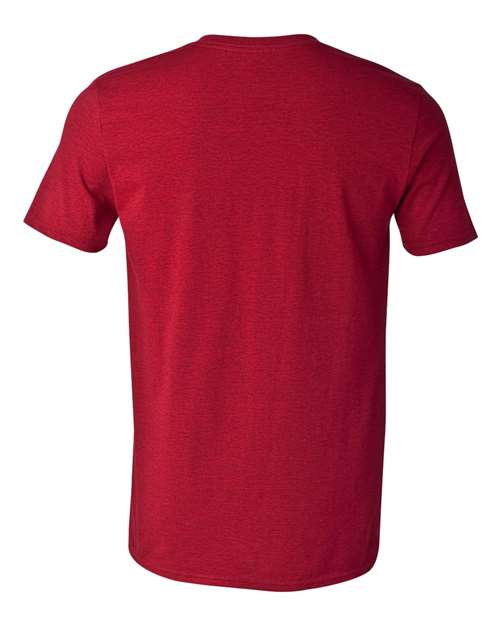 Gildan 64000 Softstyle T-shirt in Antique Cherry Red, back view showing the neckline and short sleeves.