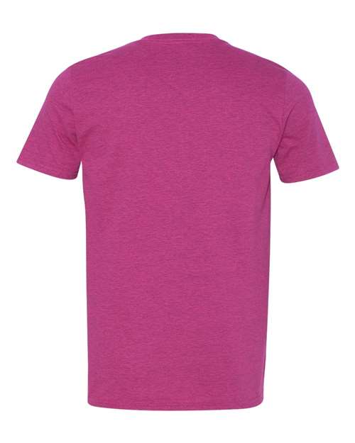 Gildan 64000 Softstyle T-shirt in Antique Heliconia, back view showing the neckline and short sleeves.