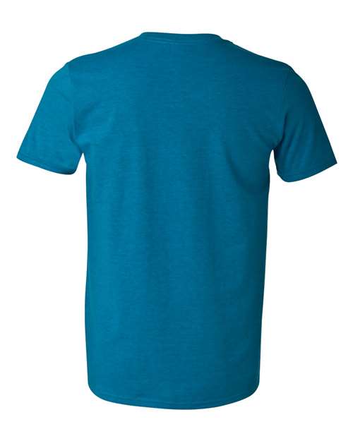 Gildan 64000 Softstyle T-shirt in Antique Sapphire, back view showing the neckline and short sleeves.