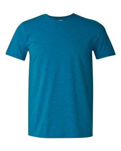 Gildan 64000 Softstyle T-shirt in Antique Sapphire, front view showing the crew neckline and short sleeves.