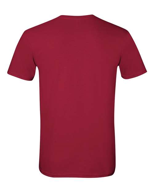 Gildan 64000 Softstyle T-shirt in Cardinal Red, back view showing the neckline and short sleeves.
