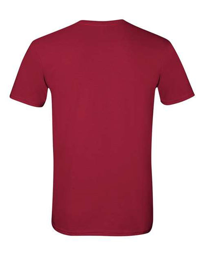 Gildan 64000 Softstyle T-shirt in Cardinal Red, back view showing the neckline and short sleeves.