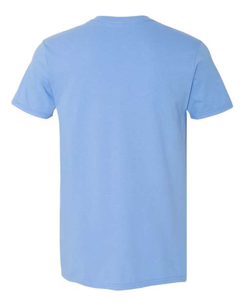 Gildan 64000 Softstyle T-shirt in Carolina Blue, back view showing the neckline and short sleeves.