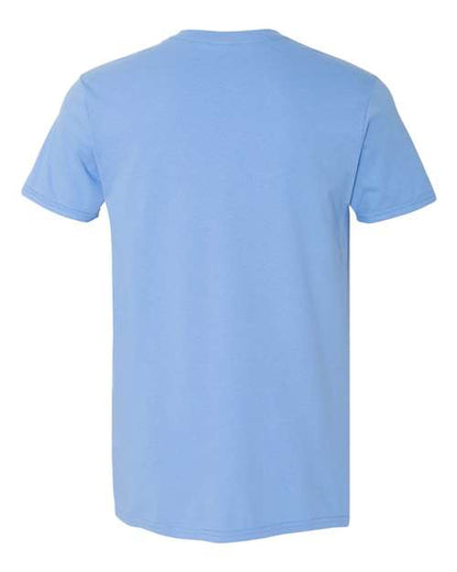 Gildan 64000 Softstyle T-shirt in Carolina Blue, back view showing the neckline and short sleeves.