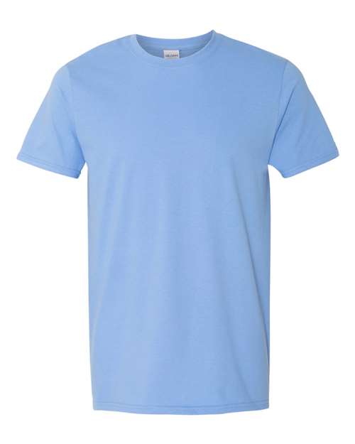 Gildan 64000 Softstyle T-shirt in Carolina Blue, front view showing the crew neckline and short sleeves.