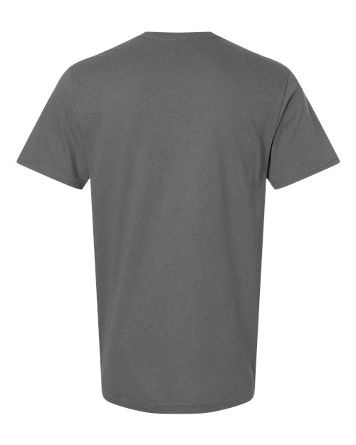 Gildan 64000 Softstyle T-shirt in Charcoal, back view showing the neckline and short sleeves.