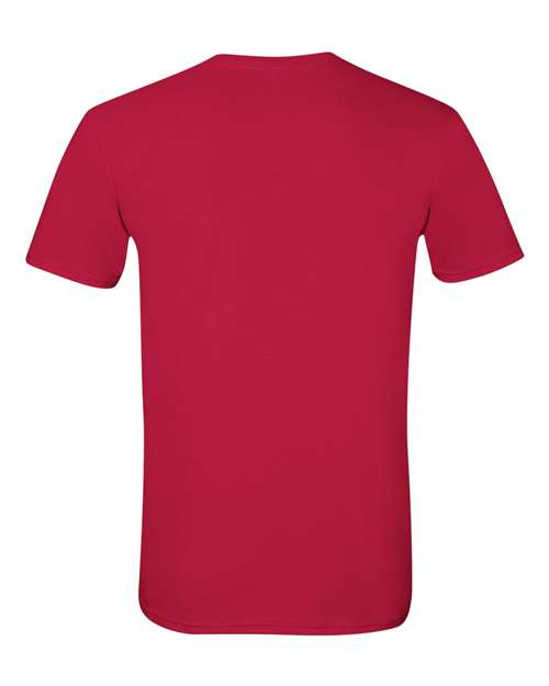 Gildan 64000 Softstyle T-shirt in Cherry Red, back view showing the neckline and short sleeves.