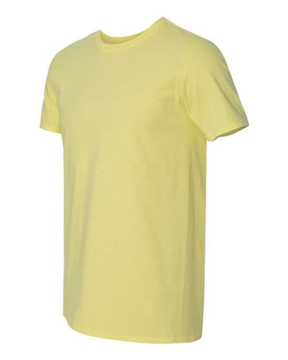 Gildan 64000 Softstyle T-shirt in Cornsilk, angled front view showing the crew neckline and short sleeves.