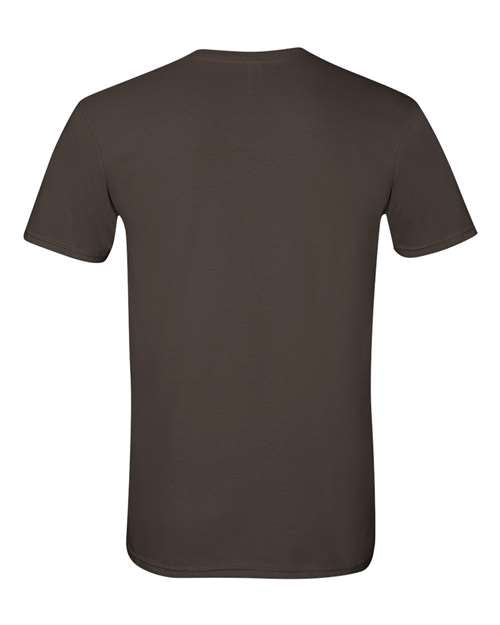 Gildan 64000 Softstyle T-shirt in Dark Chocolate, back view showing the neckline and short sleeves.