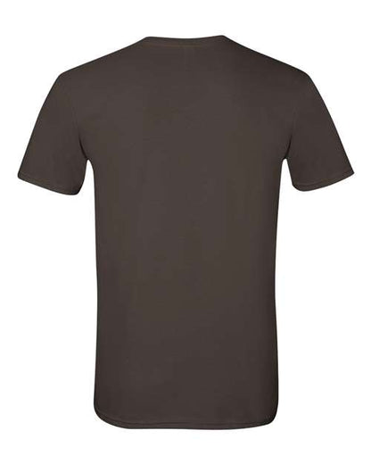 Gildan 64000 Softstyle T-shirt in Dark Chocolate, back view showing the neckline and short sleeves.