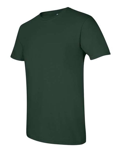 Gildan 64000 Softstyle T-shirt in Forest, angled front view showing the crew neckline and short sleeves.