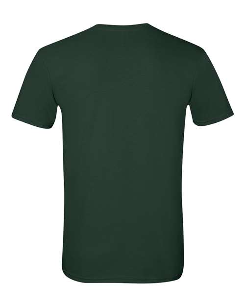 Gildan 64000 Softstyle T-shirt in Forest, back view showing the neckline and short sleeves.