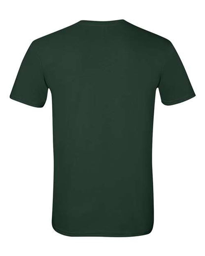 Gildan 64000 Softstyle T-shirt in Forest, back view showing the neckline and short sleeves.