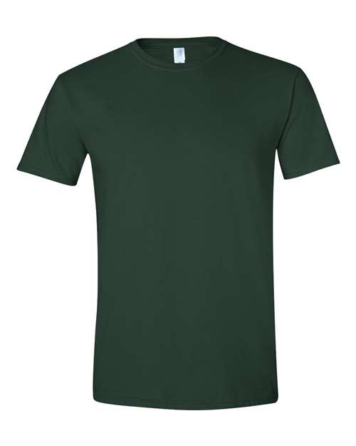 Gildan 64000 Softstyle T-shirt in Forest, front view showing the crew neckline and short sleeves.