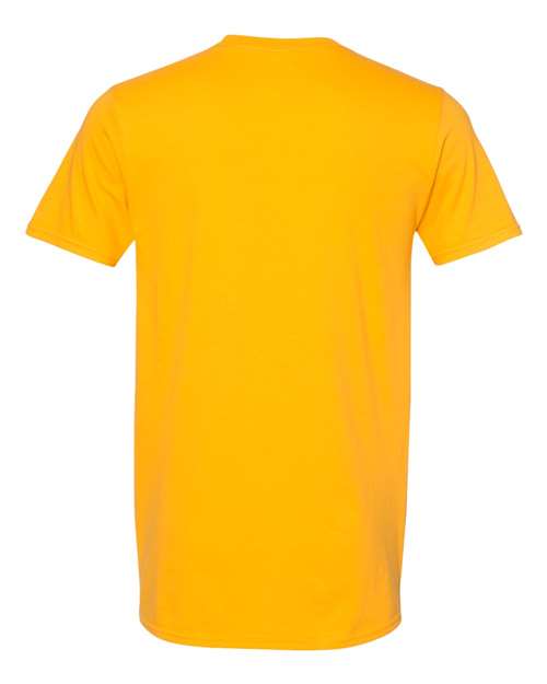 Gildan 64000 Softstyle T-shirt in Gold, back view showing the neckline and short sleeves.