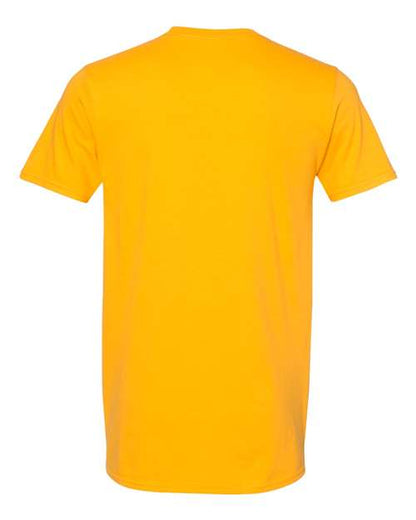 Gildan 64000 Softstyle T-shirt in Gold, back view showing the neckline and short sleeves.