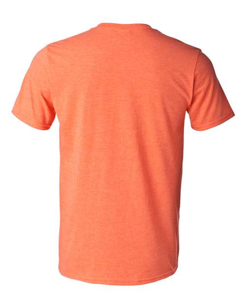Gildan 64000 Softstyle T-shirt in Heather Orange, back view showing the neckline and short sleeves.