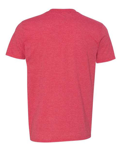Gildan 64000 Softstyle T-shirt in Heather Red, back view showing the neckline and short sleeves.