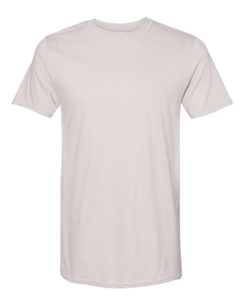 Gildan 64000 Softstyle T-shirt in Ice Grey, front view showing the crew neckline and short sleeves.