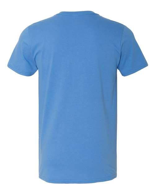 Gildan 64000 Softstyle T-shirt in Iris, back view showing the neckline and short sleeves.