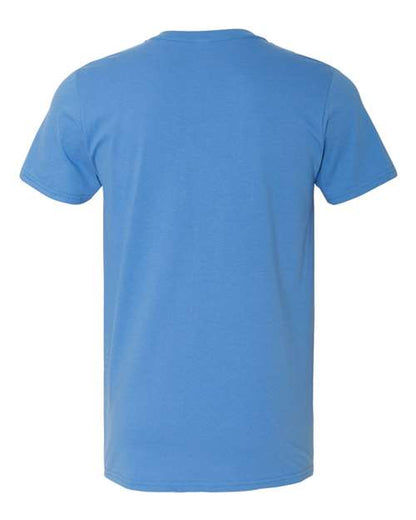 Gildan 64000 Softstyle T-shirt in Iris, back view showing the neckline and short sleeves.