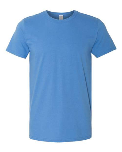 Gildan 64000 Softstyle T-shirt in Iris, front view showing the crew neckline and short sleeves.