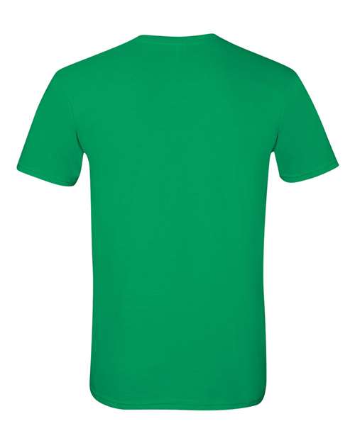 Gildan 64000 Softstyle T-shirt in Irish Green, back view showing the neckline and short sleeves.