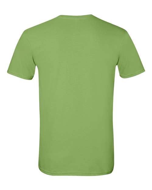 Gildan 64000 Softstyle T-shirt in Kiwi, back view showing the neckline and short sleeves.