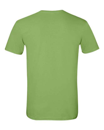 Gildan 64000 Softstyle T-shirt in Kiwi, back view showing the neckline and short sleeves.