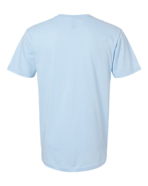 Gildan 64000 Softstyle T-shirt in Light Blue, back view showing the neckline and short sleeves.