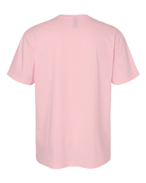 Gildan 64000 Softstyle T-shirt in Light Pink, back view showing the neckline and short sleeves.