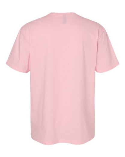 Gildan 64000 Softstyle T-shirt in Light Pink, back view showing the neckline and short sleeves.