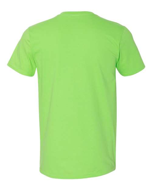 Gildan 64000 Softstyle T-shirt in Lime, back view showing the neckline and short sleeves.