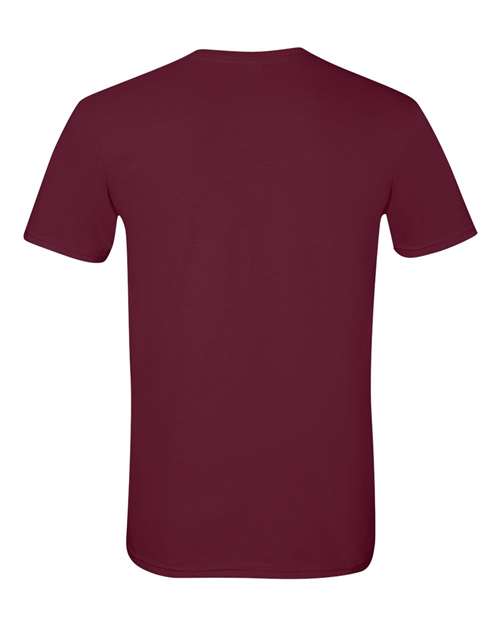 Gildan 64000 Softstyle T-shirt in Maroon, back view showing the neckline and short sleeves.