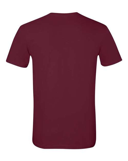 Gildan 64000 Softstyle T-shirt in Maroon, back view showing the neckline and short sleeves.