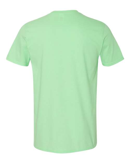 Gildan 64000 Softstyle T-shirt in Mint Green, back view showing the neckline and short sleeves.