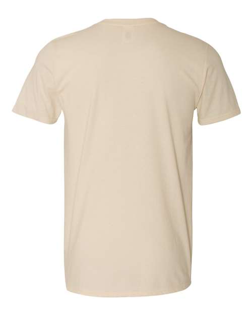 Gildan 64000 Softstyle T-shirt in Natural, back view showing the neckline and short sleeves.