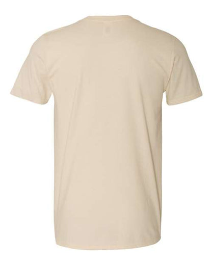 Gildan 64000 Softstyle T-shirt in Natural, back view showing the neckline and short sleeves.