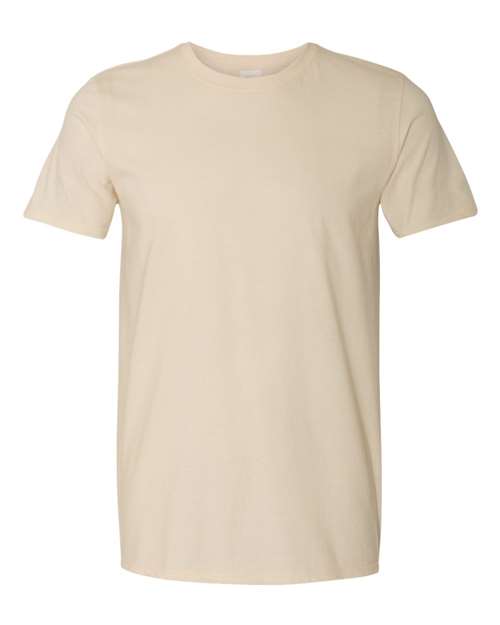 Gildan 64000 Softstyle T-shirt in Natural, front view showing the crew neckline and short sleeves.