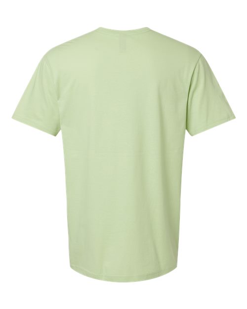 Gildan 64000 Softstyle T-shirt in Pistachio, back view showing the neckline and short sleeves.