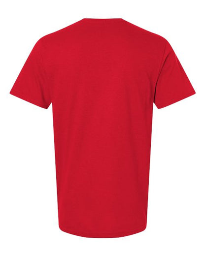 Gildan 64000 Softstyle T-shirt in Red, back view showing the neckline and short sleeves.
