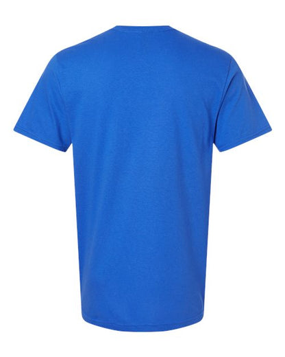 Gildan 64000 Softstyle T-shirt in Royal, back view showing the neckline and short sleeves.