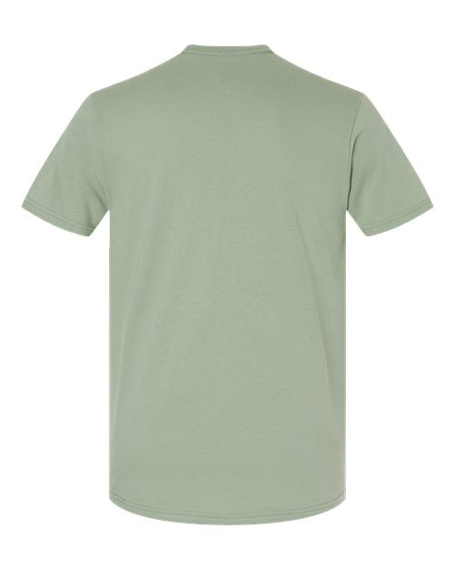 Gildan 64000 Softstyle T-shirt in Sage, back view showing the neckline and short sleeves.