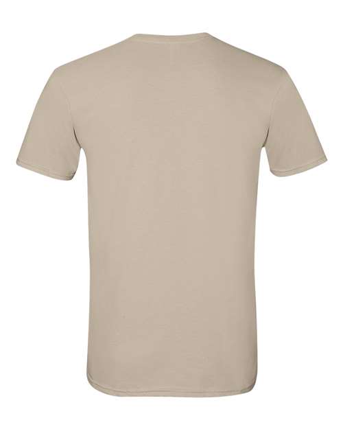 Gildan 64000 Softstyle T-shirt in Sand, back view showing the neckline and short sleeves.